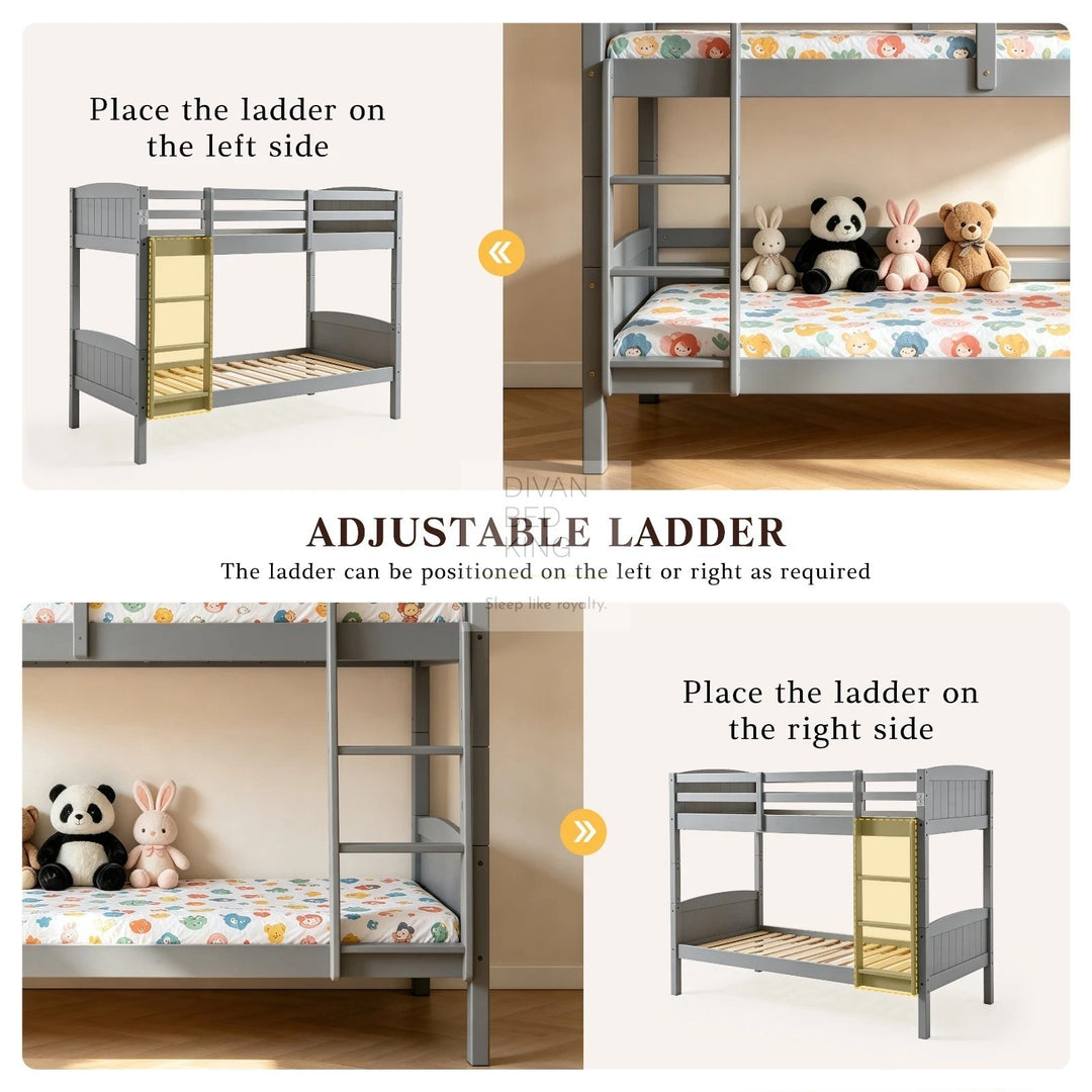 Columbus Detachable Grey Wooden Bunk Bed