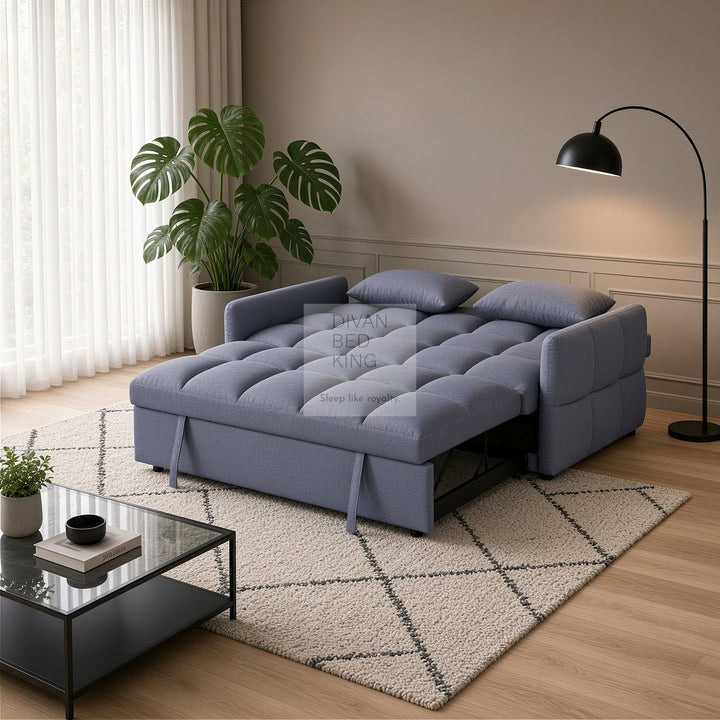 Lyons Grey Reclining Convertible 3 Seater Sofa Bed Pull Out Couch