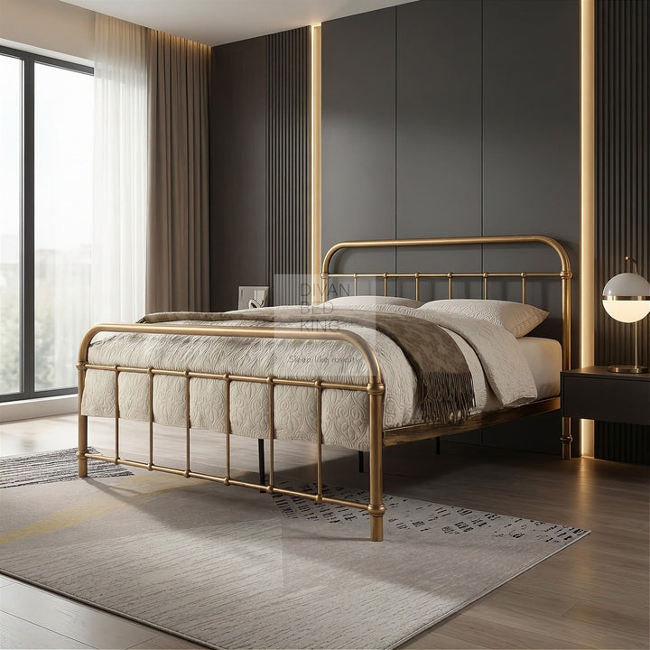 Regent Antique Brass Metal Hospital Style Bed Frame