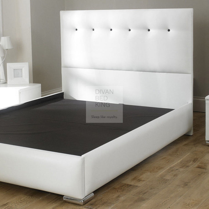 Pearl White Upholstered Bed Frame