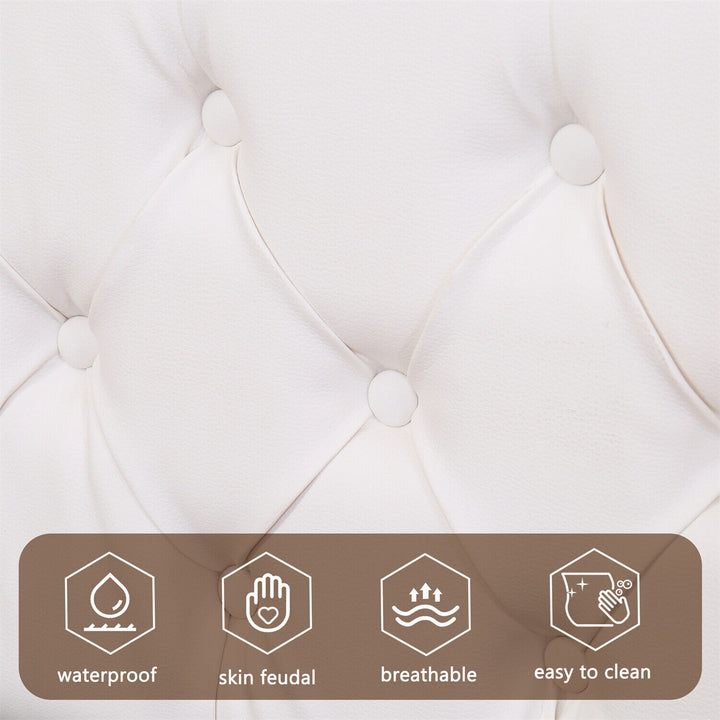 Santiago LED White Leather Ottoman Storage Bed