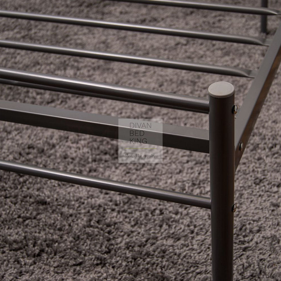 Dravos Grey Metal Bed Frame With Drawer Options