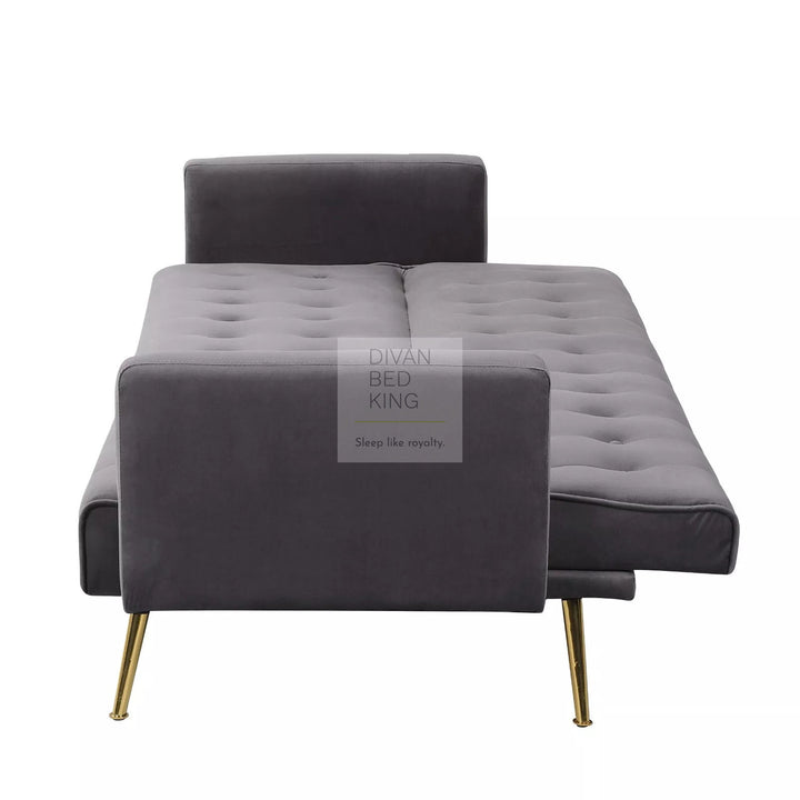 Sterling Grey Plush Velvet 3 Seater Sofa Bed