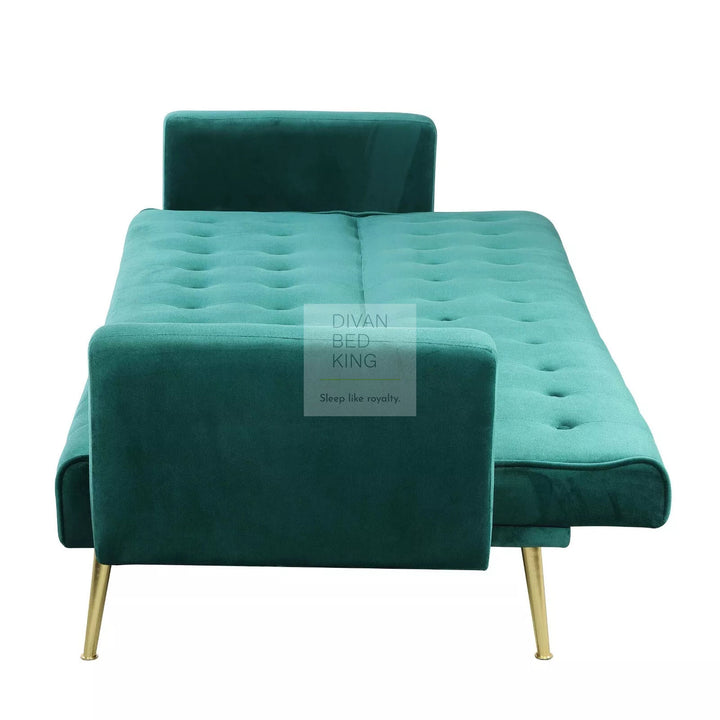 Sterling Emerald Green Plush Velvet 3 Seater Sofa Bed