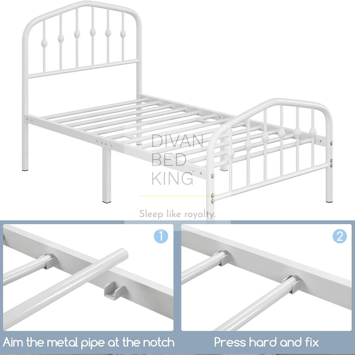 Gatsby White Kids 3ft Single Metal Bed Frame