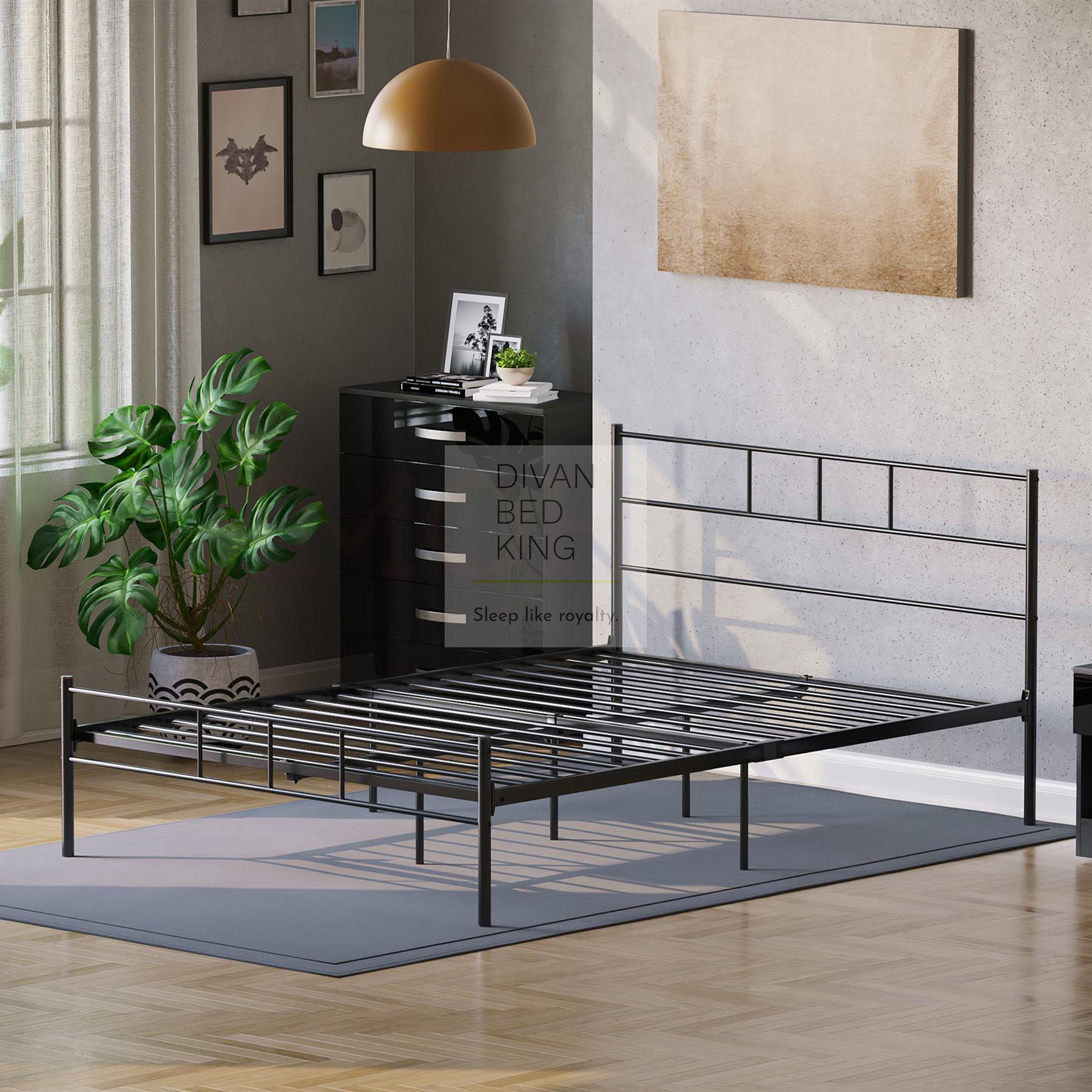 Vecelo Metal Platform Bed Frame - Twin/Full/Queen Size - With High Headboard & Footboard - 42.9in