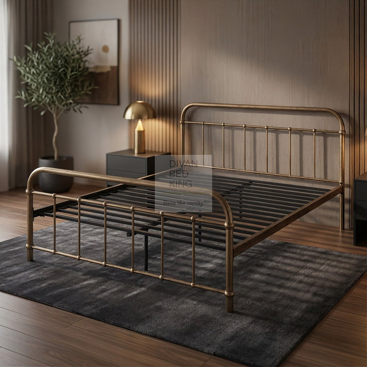 Regent Antique Brass Metal Hospital Style Bed Frame