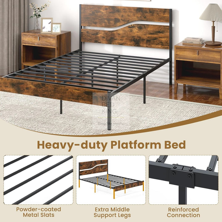 Moledar Curved Engineered Wood Storage Bed Frame with Footboard with 4 Drawer Option