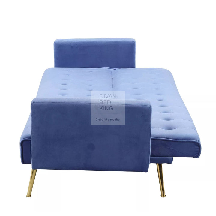 Sterling Sky Blue Plush Velvet 3 Seater Sofa Bed