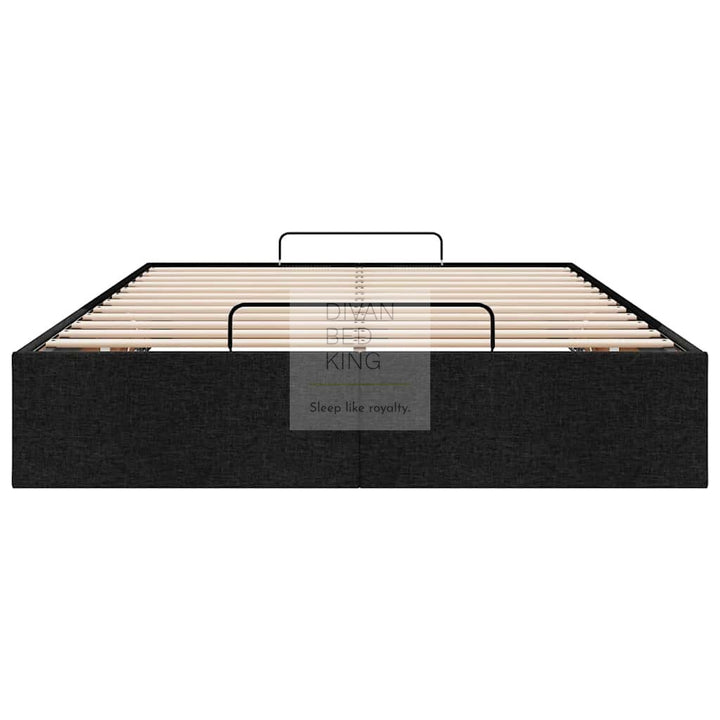 Milani Black Cotton Ottoman Gas Lift Storage Bed Base