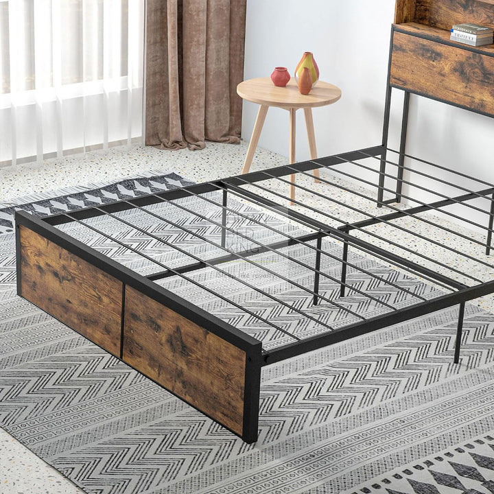 Henry Metal Divan Bed with Headboard Storage, Shelves & Optional Drawers