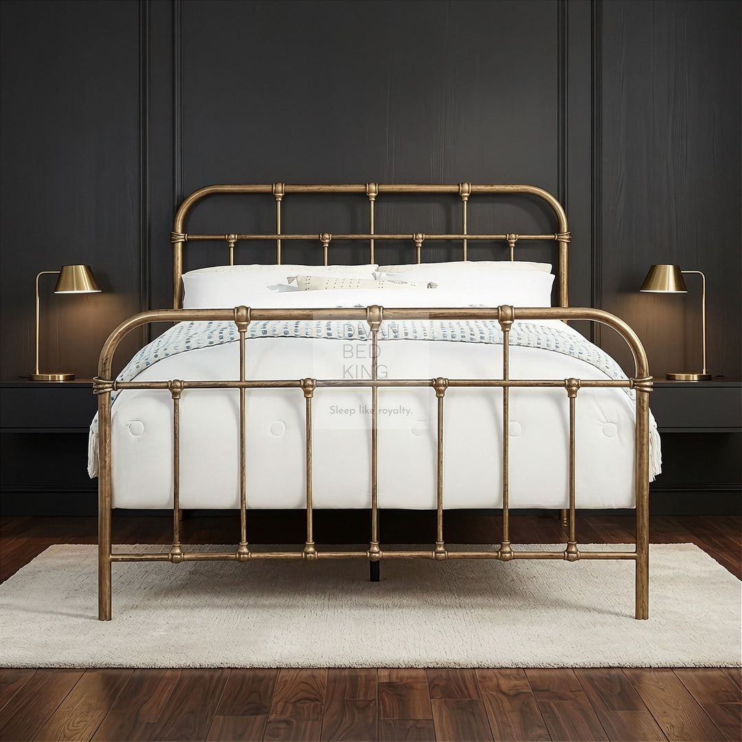 Bellamy Antique Brass Metal Hospital Style Bed Frame