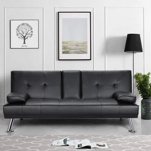 Francesca Black Leather Sofa Bed