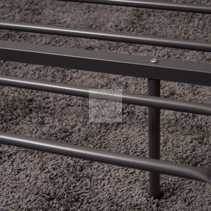 Dravos Grey Metal Bed Frame With Drawer Options