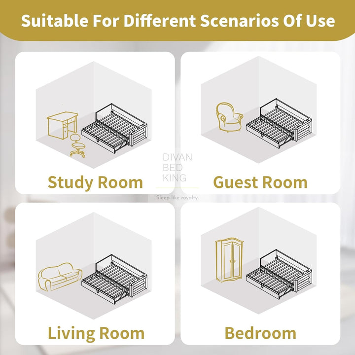 Laylani Grey Linen Smart Daybed Sofa Bed with Shelves Storage, USB & Type C Charging Station & Trundle