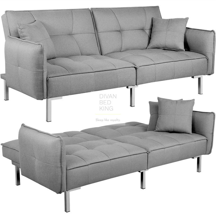 Ludovic Grey Cotton 3 Seater Sofa Bed with Removeable Armrests