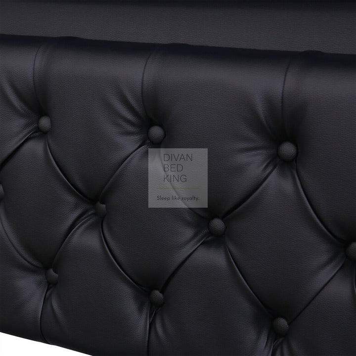 Santiago LED Black Leather Ottoman Storage Bed