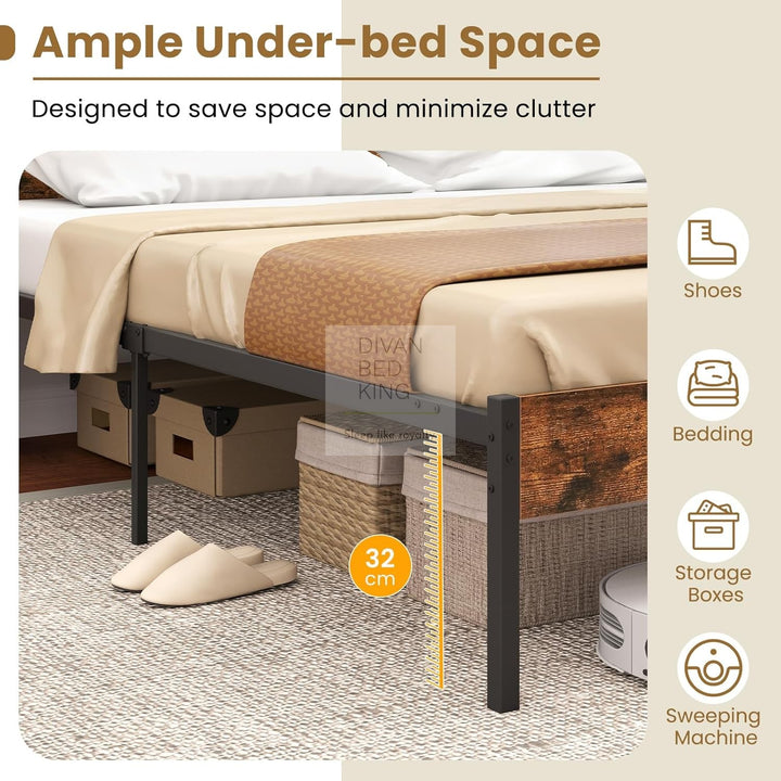 Moledar Curved Engineered Wood Storage Bed Frame with Footboard with 4 Drawer Option