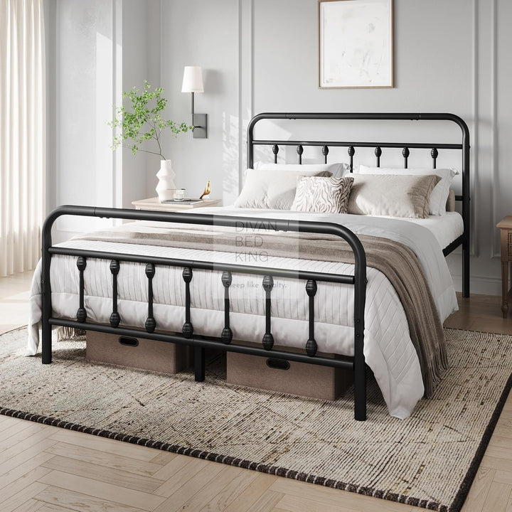 Victorian Black Metal Hospital Vintage Style Bed Frame