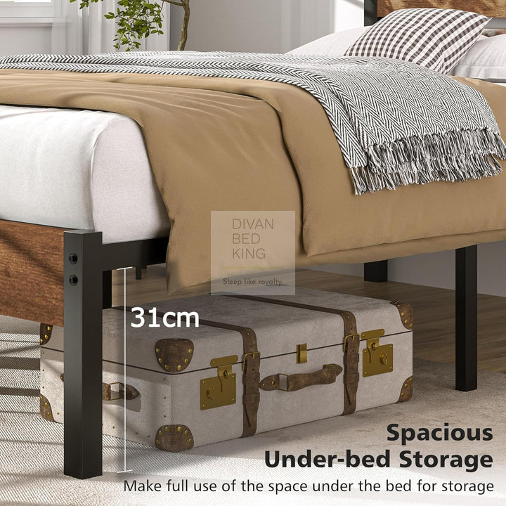 Moledar Curved Engineered Wood 4 Drawer Storage Bed Frame with Footboard