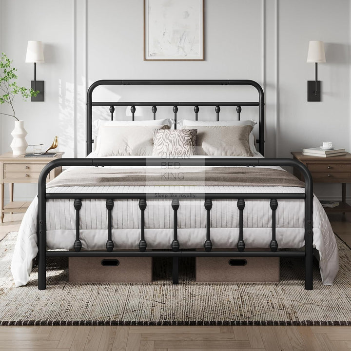 Victorian Black Metal Hospital Vintage Style Bed Frame
