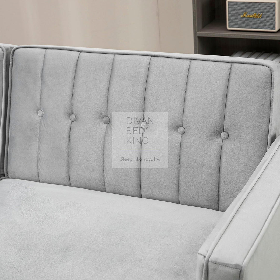 Bronson Silver Plush Velvet 3 Seater Sofa Bed