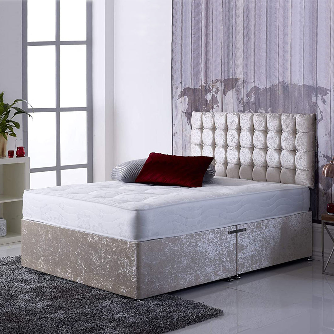 Mendez Reinforced Divan Bed Set with Cube Button Headboard