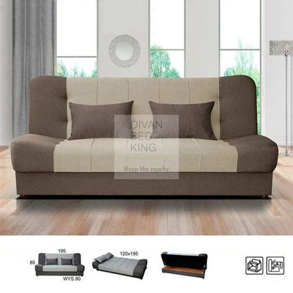 Jasper Beige Brown Cotton 4 in 1 Sofa Bed 2 Seater with Storage