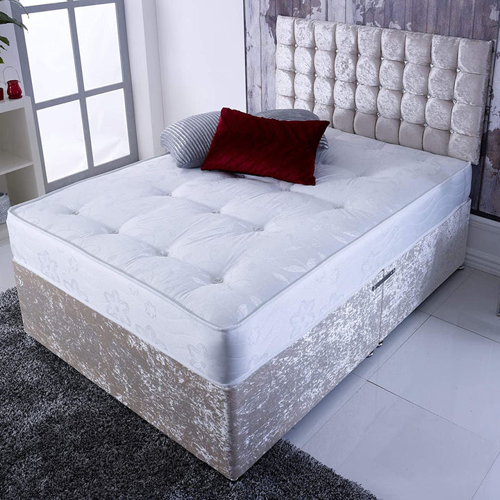 Mendez Reinforced Divan Bed Set with Cube Button Headboard