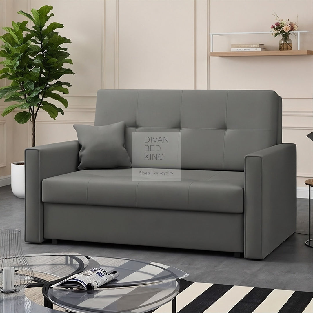 Salerno Grey Cotton 3 in 1 Sofa Bed 2 Seater with Storage