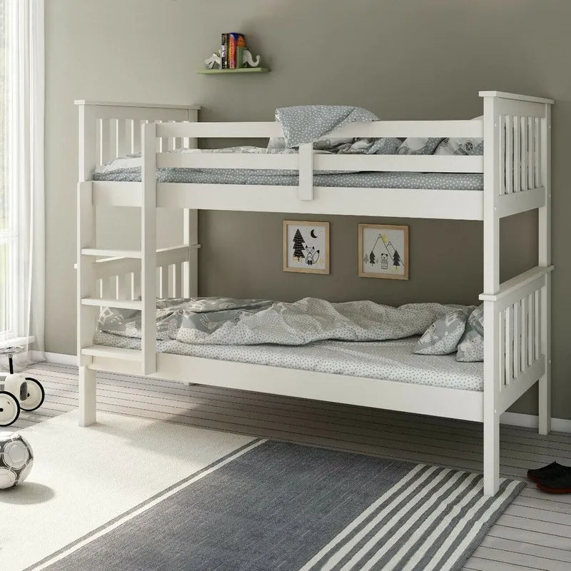 Columbus White Detachable Wooden Bunk Bed