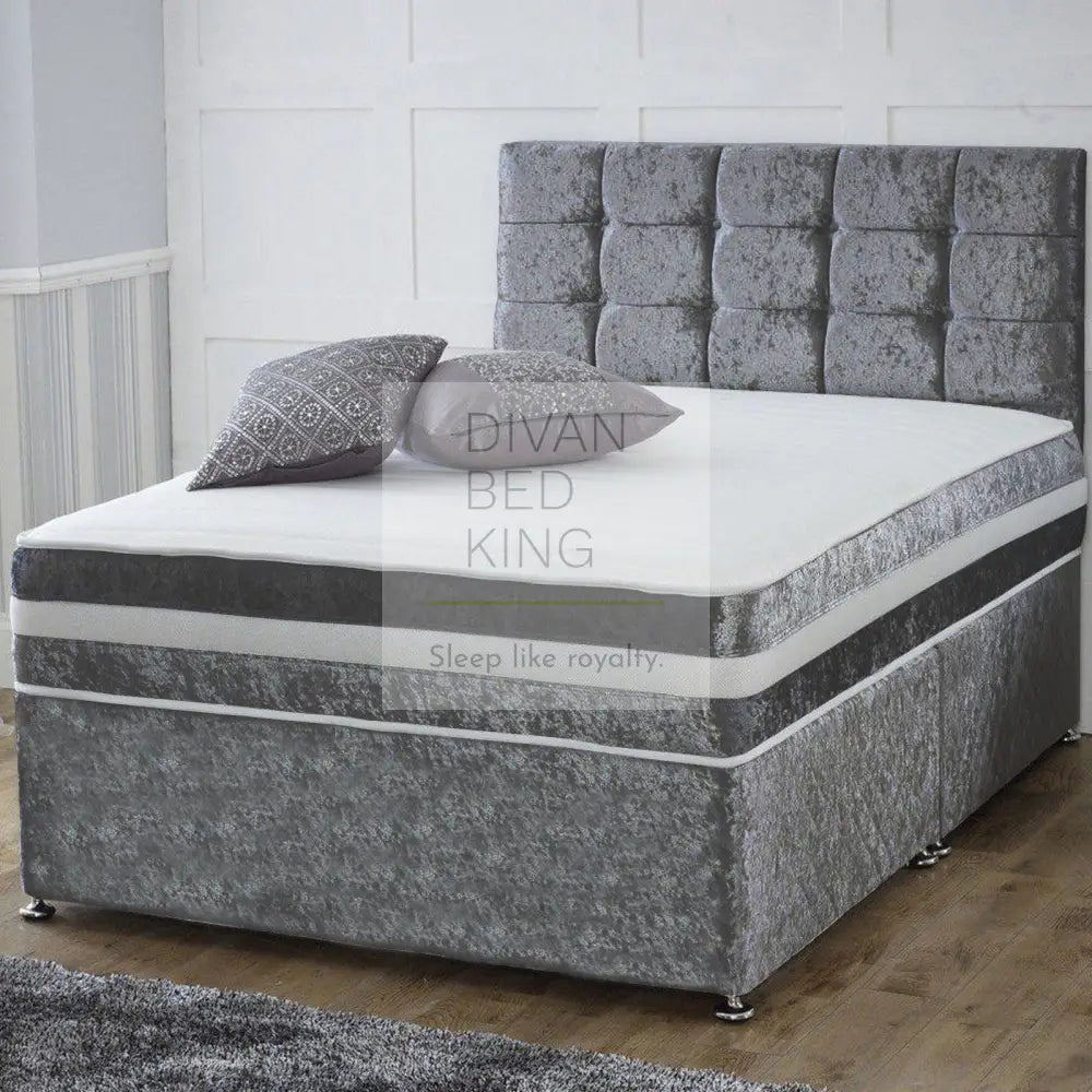 Devan Set Darius House Crushed Velvet Divan Set with Memory Foam Mattress – Divan ...