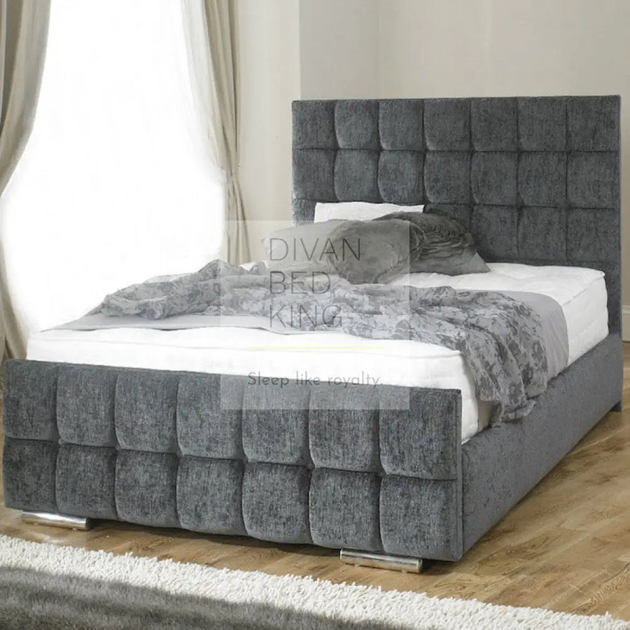 Leya Cube Fabric Upholstered Bed Frame