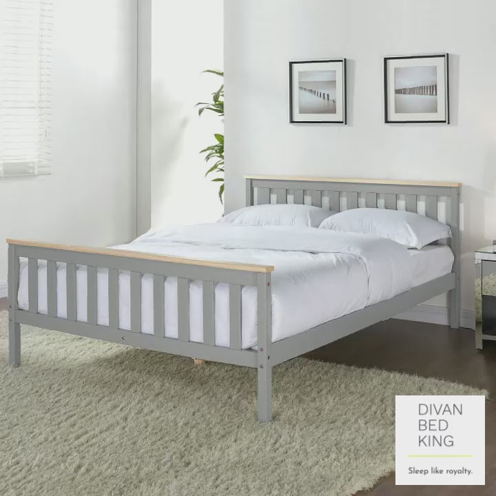 Elyne Light Grey Wooden Bed Frame