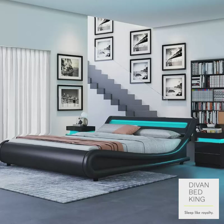 Volo LED Italian Modern Leather Bed