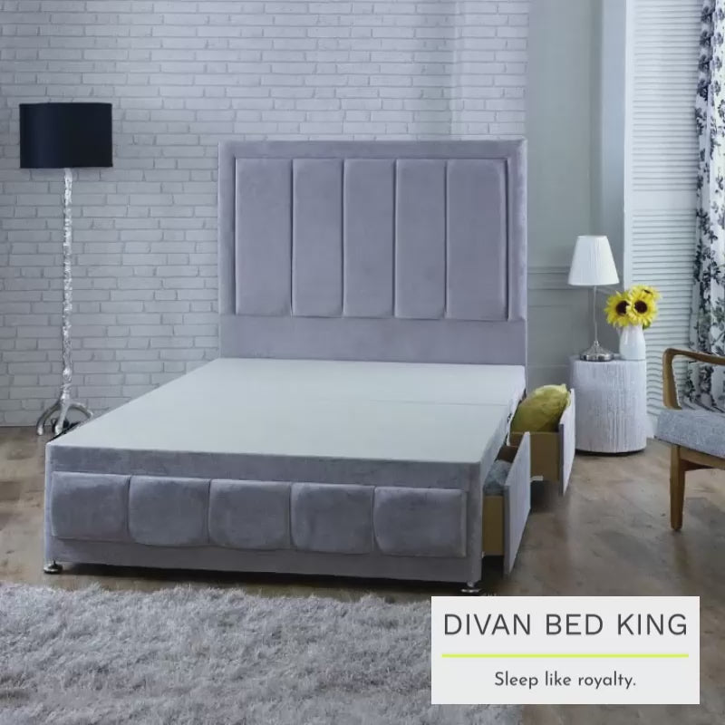 Kalkan Brushed Cotton Divan Bed Base with Floor Standing Headboard Option