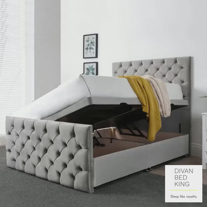 Monaco Ottoman Storage Divan Bed with Floor Standing Headboard and Footboard