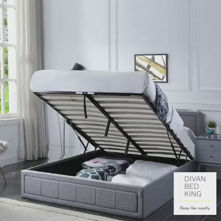 Gia Ottoman Gas Lift Fabric Storage Bed