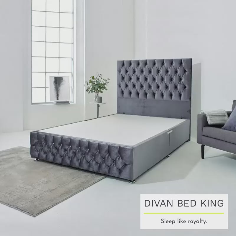 Signature Divan Bed Set with Tall Button Headboard and Footboard Options