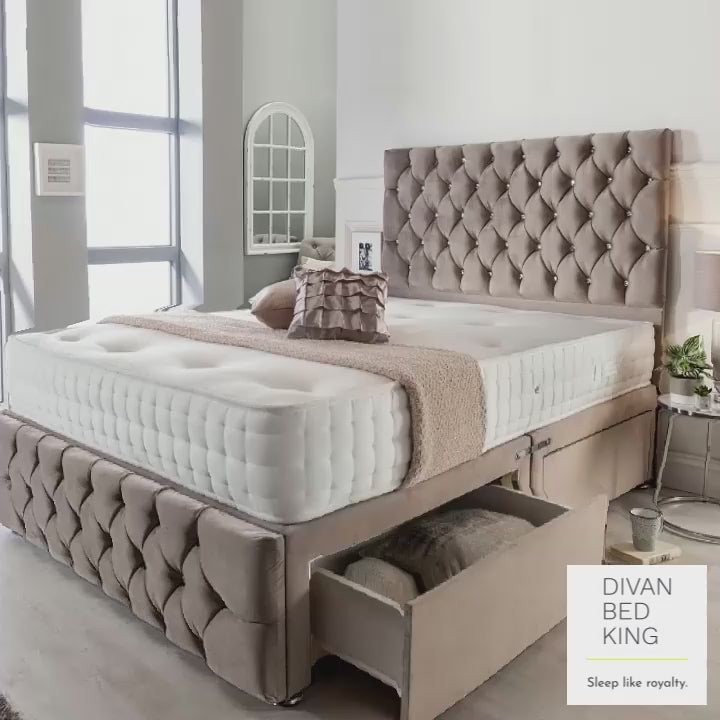 Tristan Divan Bed Set with Tall Button Headboard and Footboard