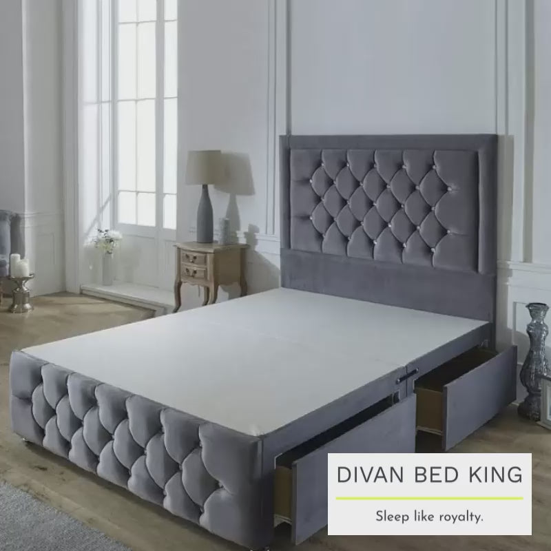 Jagor Divan Bed Base with Tall Button Headboard and Footboard