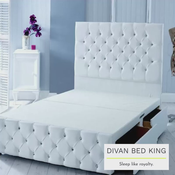 Fenston Leather Divan Base with Floor Standing Headboard Option