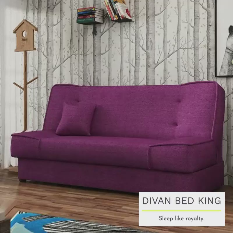 Snug Swyft Purple Linen 2 Seater Sofa Bed with Storage