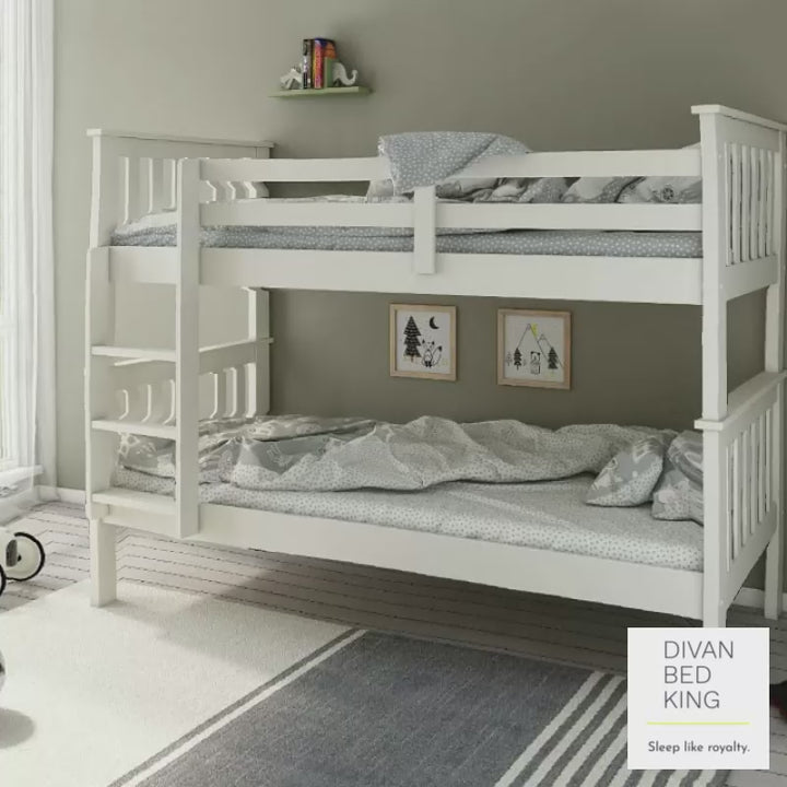 Columbus Detachable White Wooden Bunk Bed