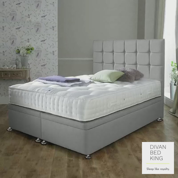 Leya Luxury Ottoman Divan Bed with Cube Floor Standing Headboard Option