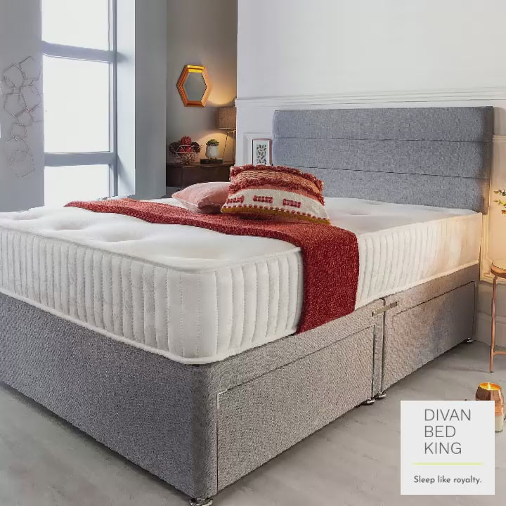 Benedict Grey Divan Bed with Spring Memory Foam Mattress