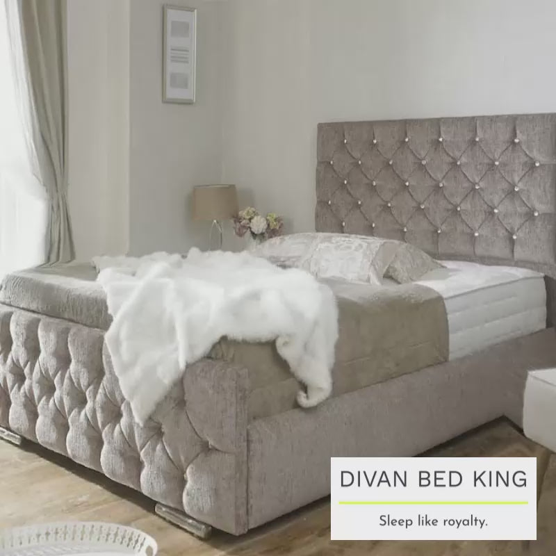 Dina Diamante Fabric Upholstered Bed Frame