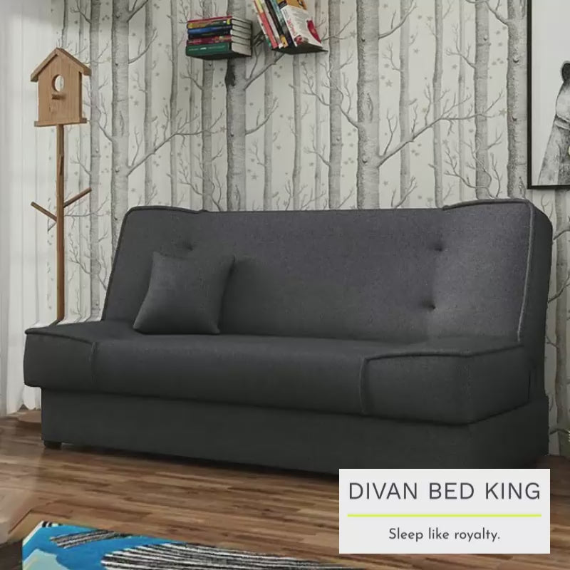 Snug Swyft Dark Grey Linen 2 Seater Sofa Bed with Storage