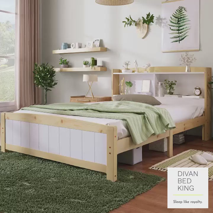 Karisma 4ft6 Double Solid Wooden Bed with Shelves