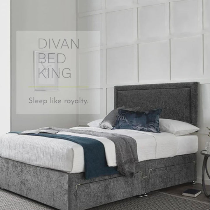 Idlewood Chenille Divan Bed with Designer Headboard